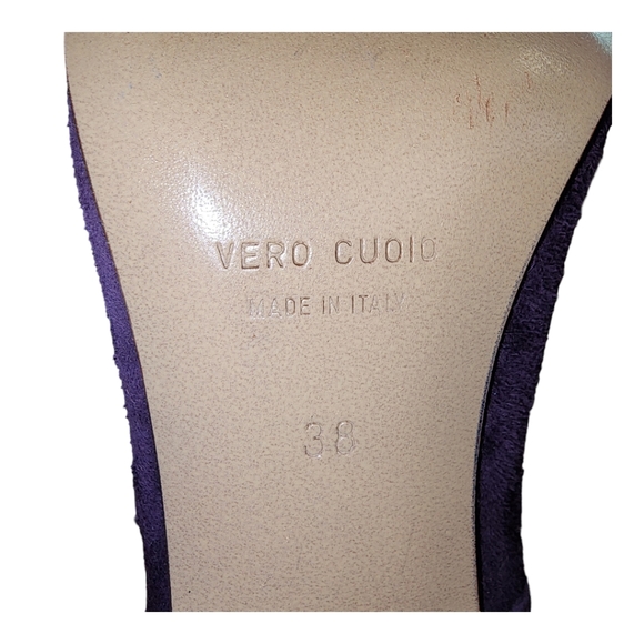 Charles David Vintage Swarovski Purple Suede Knee High Stiletto Boots Sz 38 - Picture 7 of 8